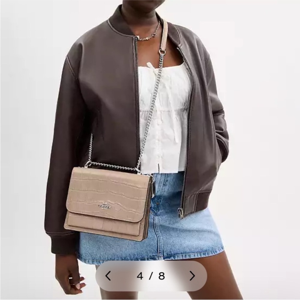 Coach Klare Beige Croc-Embossed Crossbody shoulder Bag - Picture 5 of 15